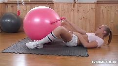 Gym fuck with wet tight pussy teen milana blanc fucking freaky dildo ball