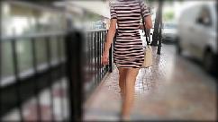 Hot wife walking in tight dress wiggling sexy booty
