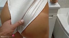Boyfriend passionate fuck babe in bathroom and cum inside
