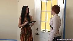 Small tits milf fucked by lesbian client